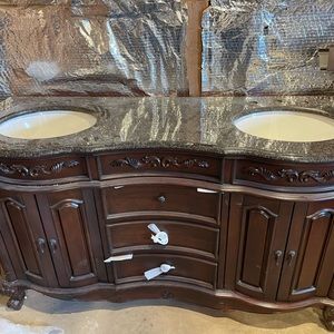Double sink vanity with granite top